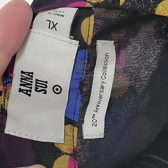 Anna Sui 20th Anniversery Collection Multicolor Sleeveless Mini Dress Sz XL - Picture 9 of 11